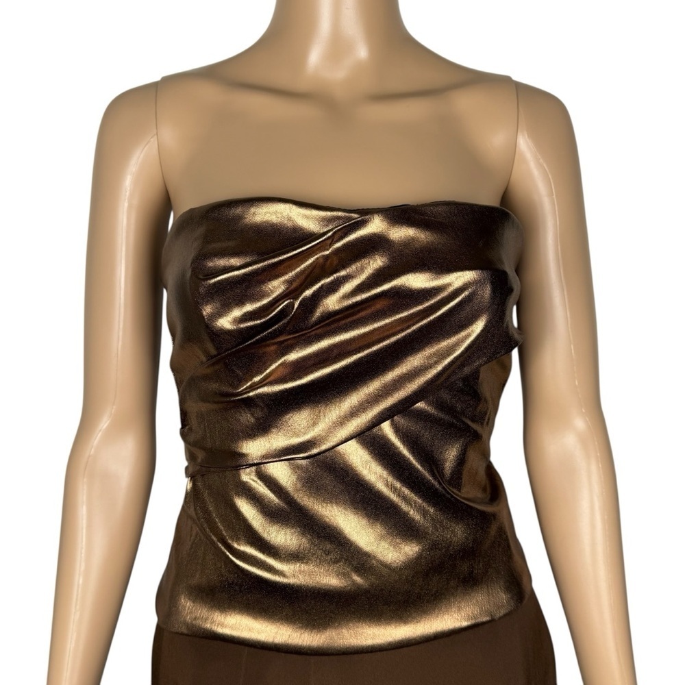 NWT New Zara Metallic Strapless Bronze Top Size XS